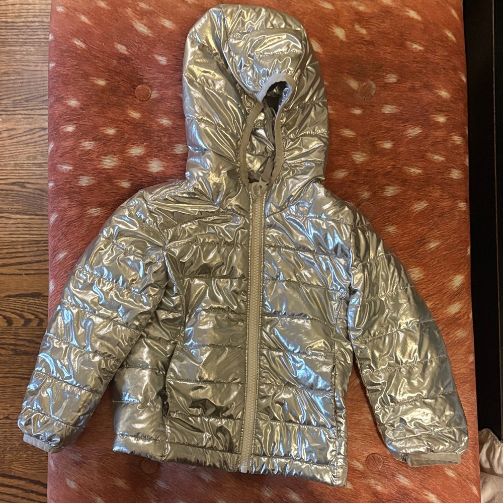 Primary Silver Puffer Jacket (2T)